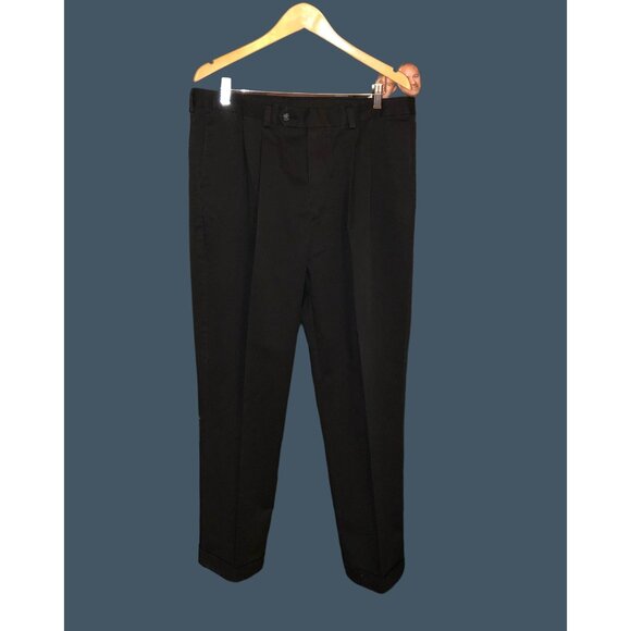 ROUNDTREE & YORKE -MEN'S CLASSIC FIT  97% COTTON BLACK DRESSPANTS SIZE 36X30 - Picture 1 of 8